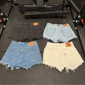 Lot 4 Levi's 501 Women's 26 Jean Shorts - Black, Light Wash, Medium Wash, White
